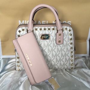 NWT MICHAEL KORS Studded Satchel Handbag w/Wallet
